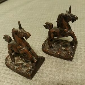 Otagiri Bookends Unicorn Bronzed Cast Iron Japan vintage majestic man cave decor